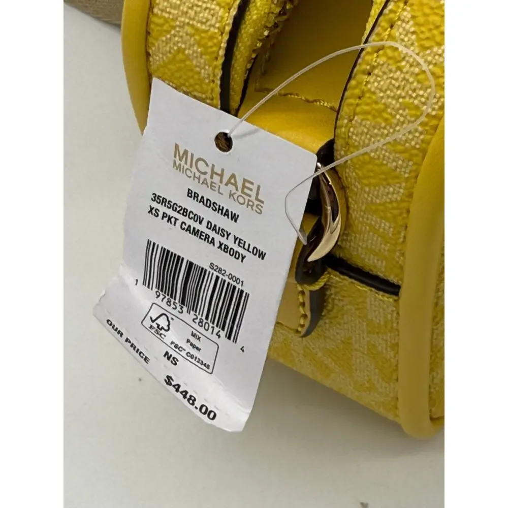 RETAIL PRICE $448 Michael Kors Mercer Medium Logo Yellow Accordion Crossbody*NWT - Picture 7 of 10